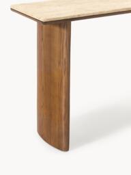 Oak Wood Console Table Chandler with Travertine Table Top - thumbnail 6