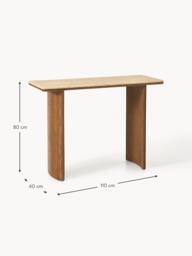 Oak Wood Console Table Chandler with Travertine Table Top - thumbnail 7