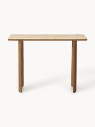 Oak Wood Console Table Chandler with Travertine Table Top - thumbnail 2