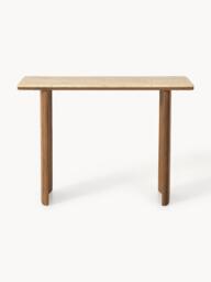 Oak Wood Console Table Chandler with Travertine Table Top - thumbnail 4