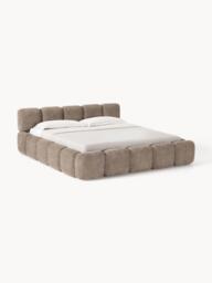Upholstered Teddy Bouclé Bed Tayla with Storage Space
