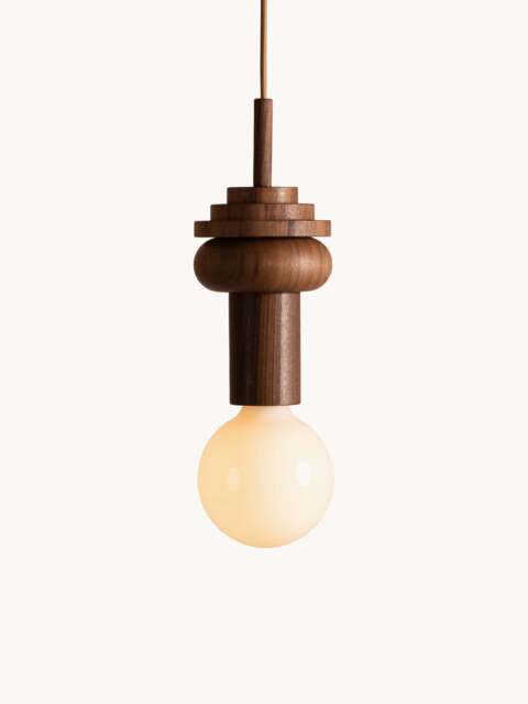 Small Handmade Dimmable Pendant Light Junit Walnuss - image 1