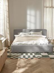 Upholstered Bouclé Bed Lennon with Storage Space - thumbnail 2