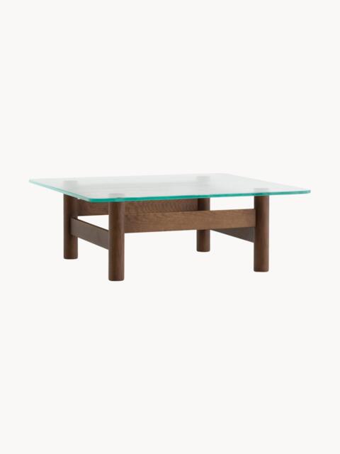 Oak Wood Coffee Table Brasilia with Glass Top - image 1