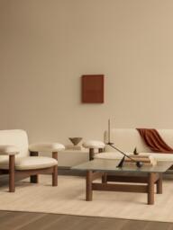 Oak Wood Coffee Table Brasilia with Glass Top - thumbnail 2