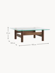Oak Wood Coffee Table Brasilia with Glass Top - thumbnail 7