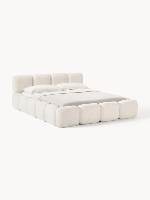 Upholstered Teddy Bouclé Bed Tayla with Storage