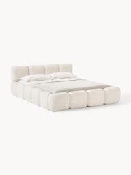 Upholstered Teddy Bouclé Bed Tayla with Storage