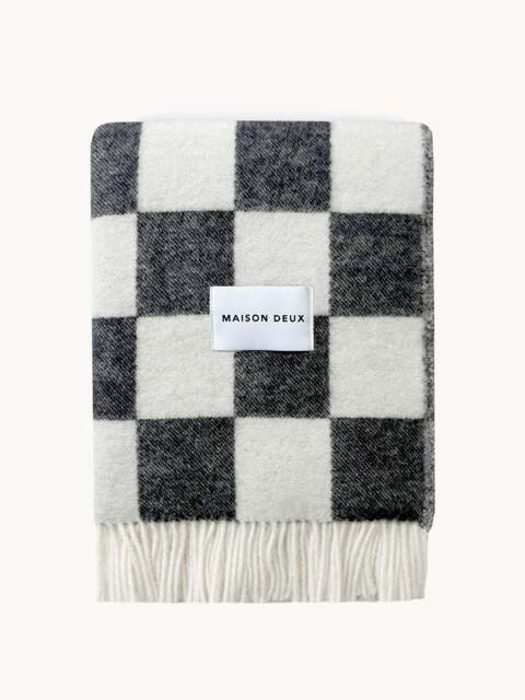 Wool Blanket Checkerboard with Checked Pattern - image 1