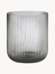Glass Candle Holder Ven with Embossed Pattern, H 16 cm