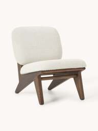 Ash Wood Lounge Chair Shenay with Bouclé Upholstery