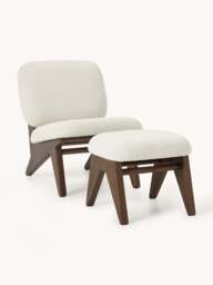 Ash Wood Lounge Chair Shenay with Bouclé Upholstery - thumbnail 7