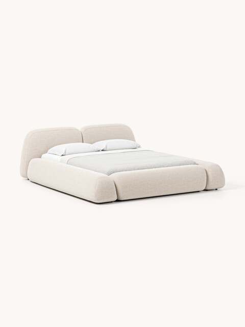 Upholstered Bouclé Bed Wolke with Storage