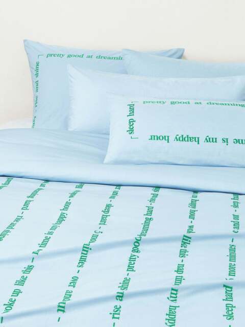 Cotton Percale Duvet Cover Roya with Embroidered Lettering - image 1