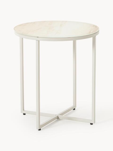 Round Side Table Antigua with Marble Effect Glass Top - image 1