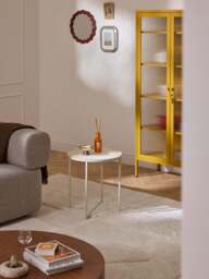 Round Side Table Antigua with Marble Effect Glass Top - thumbnail 6