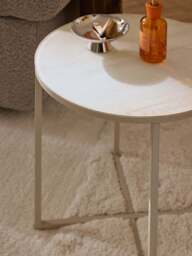 Round Side Table Antigua with Marble Effect Glass Top - thumbnail 7