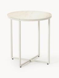 Round Side Table Antigua with Marble Effect Glass Top