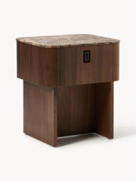 Wooden Bedside Table Zumi with Marble Top - thumbnail 6