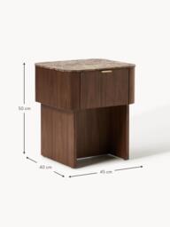Wooden Bedside Table Zumi with Marble Top - thumbnail 9