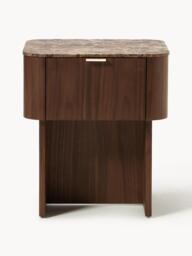 Wooden Bedside Table Zumi with Marble Top - thumbnail 2