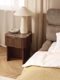 Wooden Bedside Table Zumi with Marble Top - thumbnail 3
