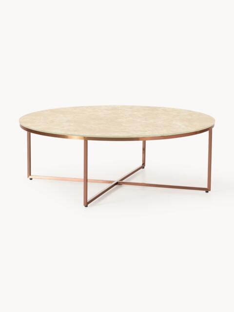 Round XL Coffee Table Antigua with Marble Effect Glass Top - image 1