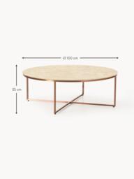 Round XL Coffee Table Antigua with Marble Effect Glass Top - thumbnail 5