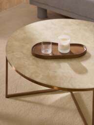 Round XL Coffee Table Antigua with Marble Effect Glass Top - thumbnail 7