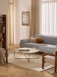 Round XL Coffee Table Antigua with Marble Effect Glass Top - thumbnail 6