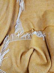 Wool Throw Tyrol with Herringbone Pattern and Fringes - thumbnail 2