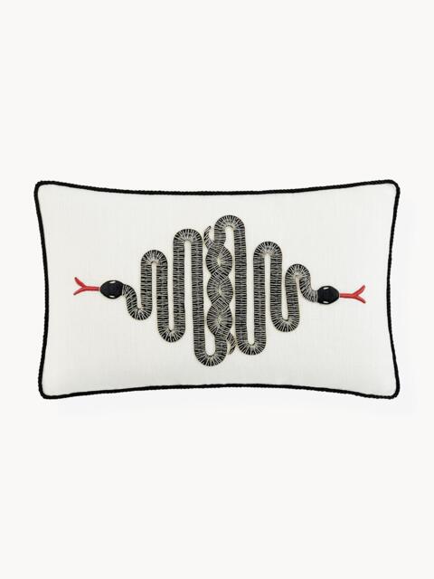 Hand-Embroidered Linen Cushion Snake - image 1