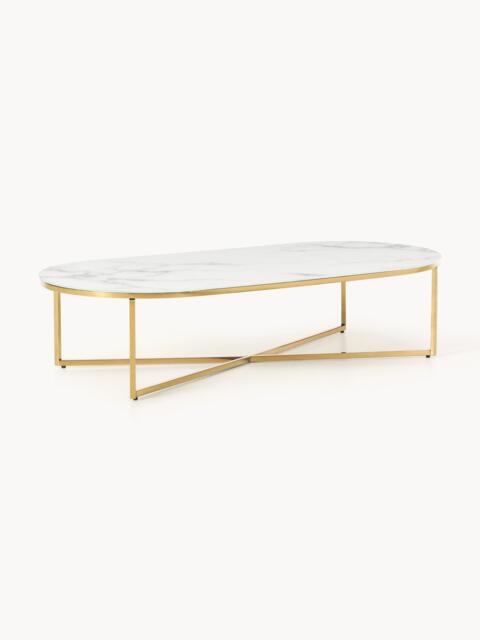 Oval Coffee Table Antigua with Marble Effect Glass Top - image 1