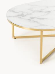 Oval Coffee Table Antigua with Marble Effect Glass Top - thumbnail 4