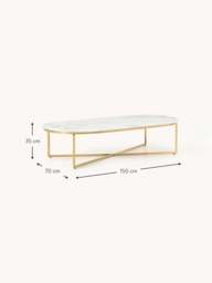 Oval Coffee Table Antigua with Marble Effect Glass Top - thumbnail 5