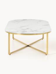 Oval Coffee Table Antigua with Marble Effect Glass Top - thumbnail 3