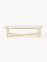 Oval Coffee Table Antigua with Marble Effect Glass Top - thumbnail 2