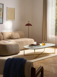 Oval Coffee Table Antigua with Marble Effect Glass Top - thumbnail 6