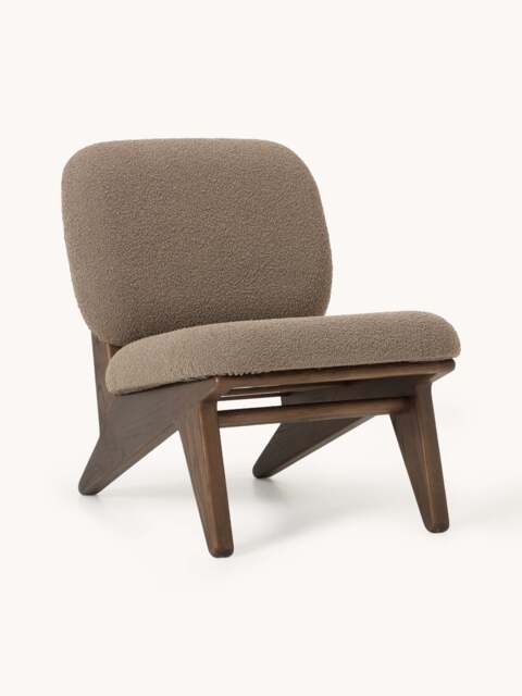 Ash Wood Lounge Chair Shenay with Bouclé Upholstery - image 1