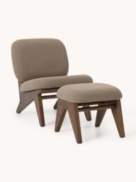 Ash Wood Lounge Chair Shenay with Bouclé Upholstery - thumbnail 7