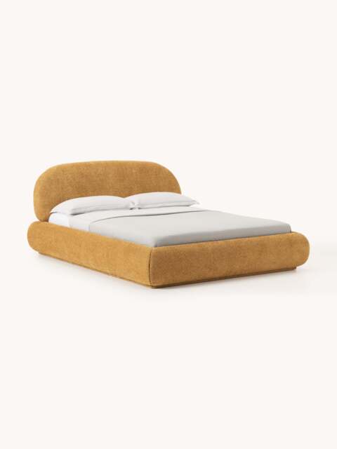 Upholstered Teddy Bouclé Bed Alba with Storage