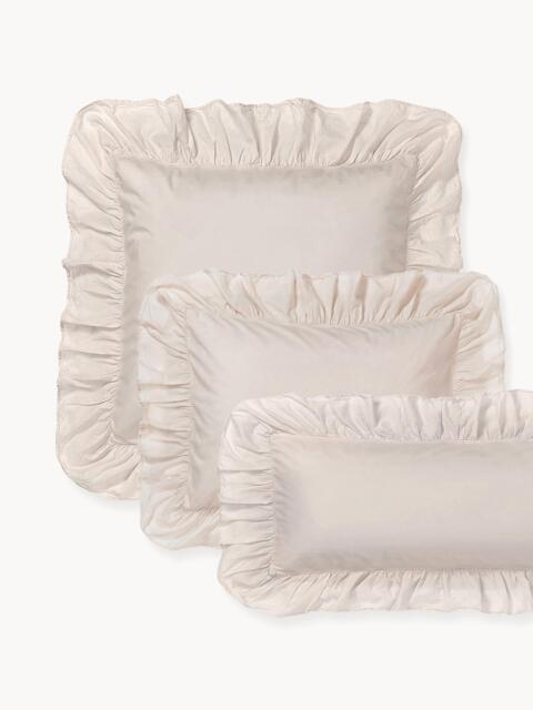 Washed Cotton Percale Pillowcase Louane with Ruffles