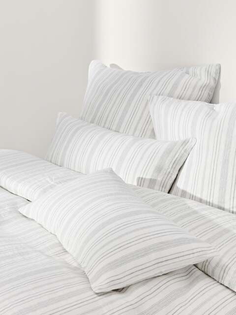 Washed Linen Duvet Cover Telma with Stripes - image 1