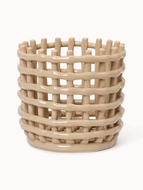 Handmade Ceramic Storage Basket Nalan, H 15 cm - image 1