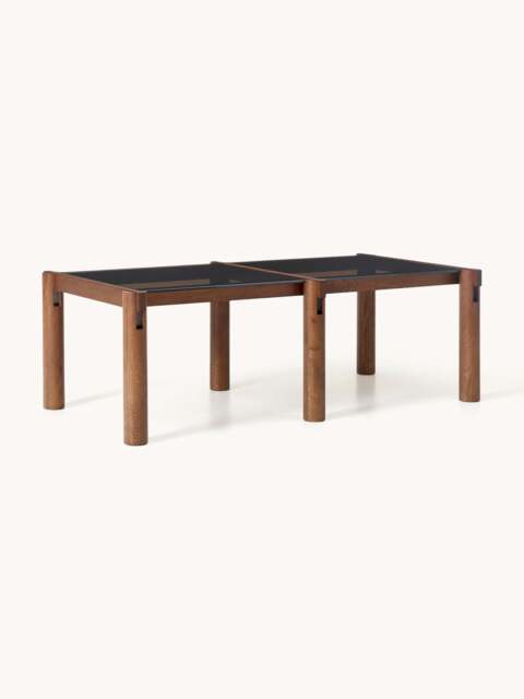 Oak Wood Dining Table Rory with Glass Tabletop, in various sizes - image 1