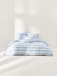 Striped Reversible Cotton Duvet Cover Lorena - thumbnail 7