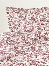Leaf Print Pillowcase Pola in Linen-Cotton Blend with Flange - thumbnail 2