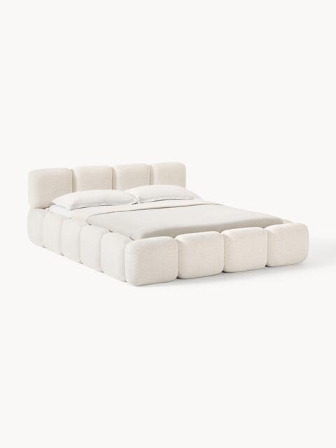 Upholstered Teddy Bouclé Bed Tayla with Storage