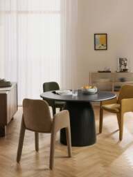 Round Dining Table Nelly with Groove Structure, in various sizes - thumbnail 5