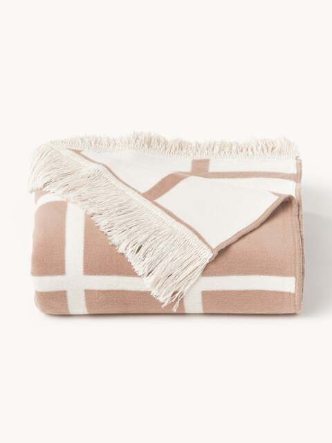 Checked Reversible Throw Edison with Fringed Hem - image 1
